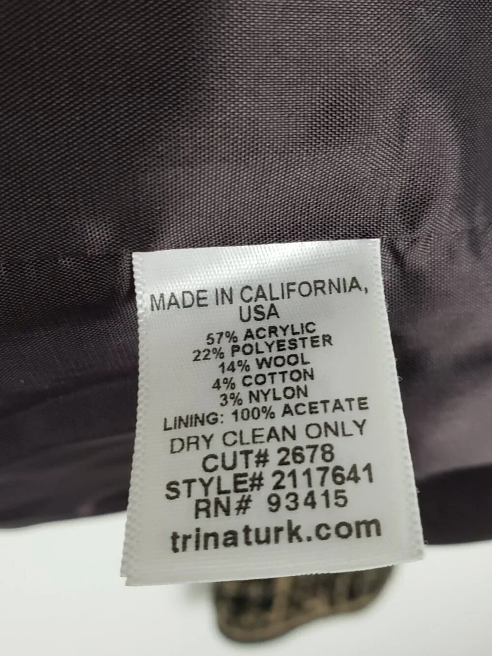 Trina Turk Black & Tan Tweed Boucle Blazer Classic Crew Neck Jacket Womens 8